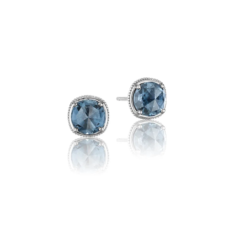 Indian Drop Earrings with Intricacy -Tacori London Blue Topaz Stud Earrings