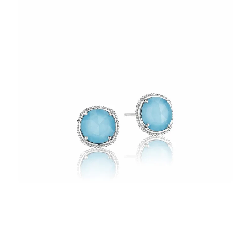 Hypoallergenic Drop Earrings for Sensitive -Tacori Clear Quartz Over Turquoise Stud Earrings