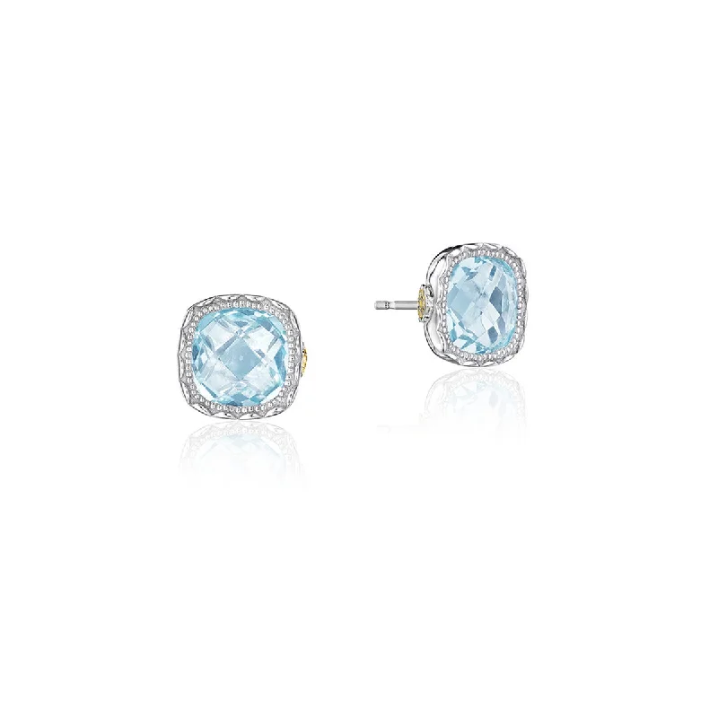 Nickel Free Drop Earrings for Safety -Tacori Cushion Gem Sky Blue Topaz Stud Earrings