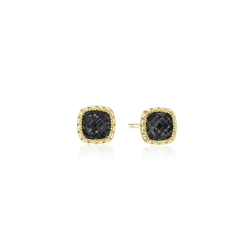 Lead Free Drop Earrings for Health -Tacori Cushion Black Onyx Stud Earrings