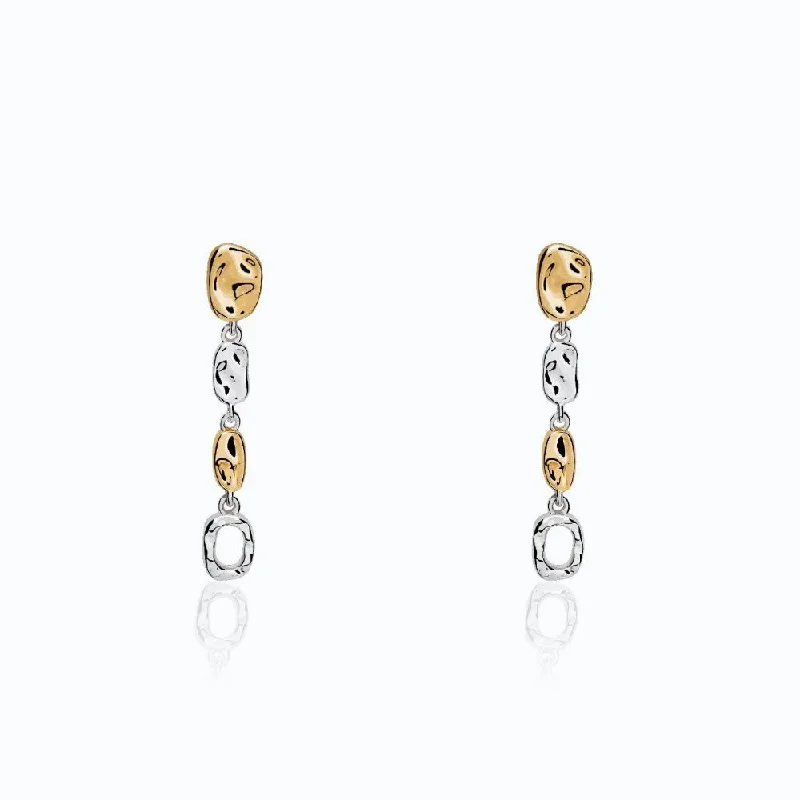 Retro Drop Earrings for Nostalgia -Tane Two-Tone Caminos Earrings