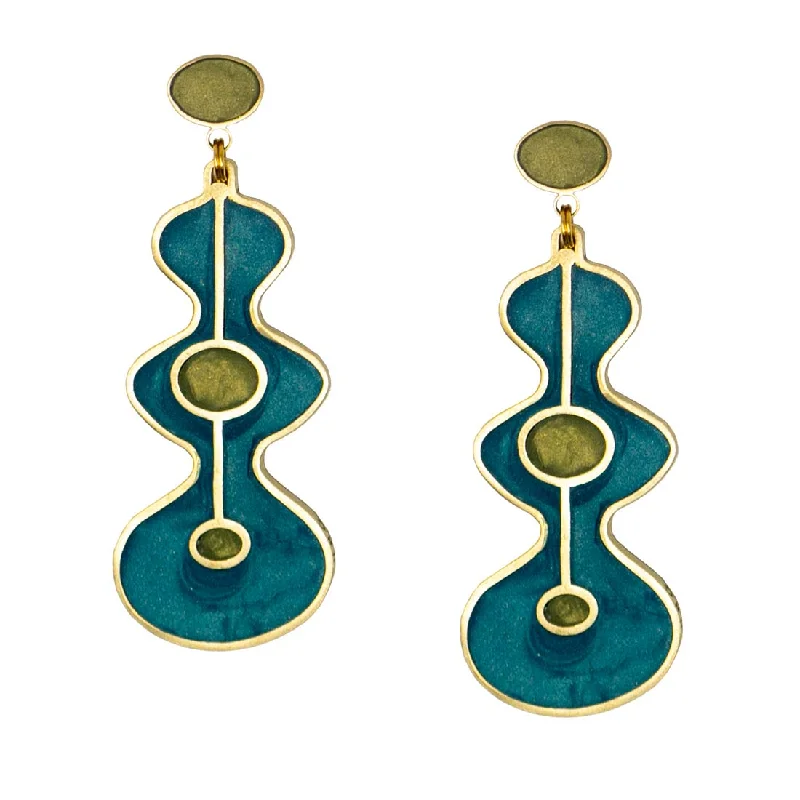 Drop Earrings for Yoga Session -Teal Trio Earrings