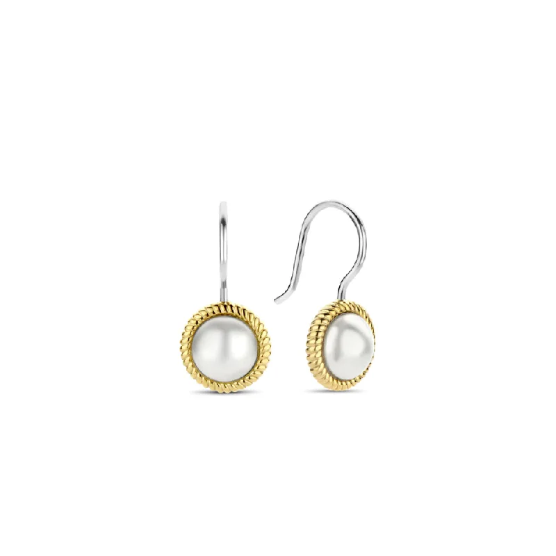 Lightweight Drop Earrings for All Day -Ti Sento Two-Tone Pearl Drop Earrings