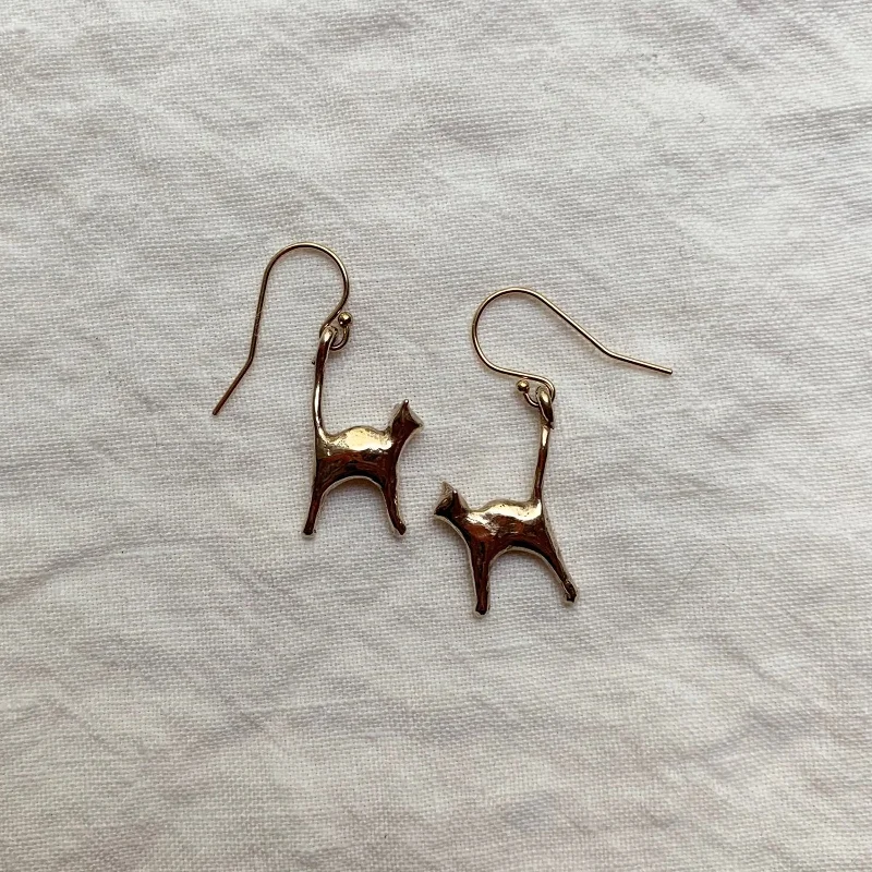 Drop Earrings for Work Attire -Tiny Cat Earrings