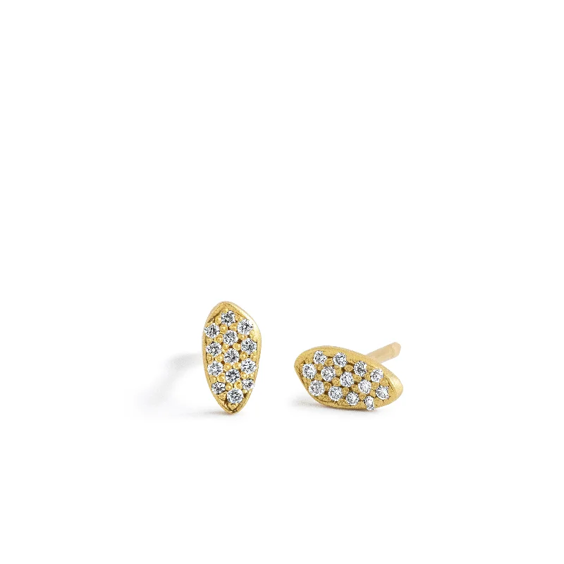 Push Back Drop Earrings for Convenience -tiny pave totem studs