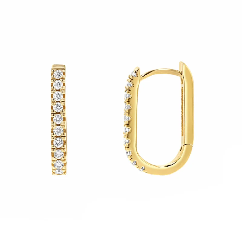 Drop Earrings for Office Wear -U-Hoop 14KT Gold & Diamond