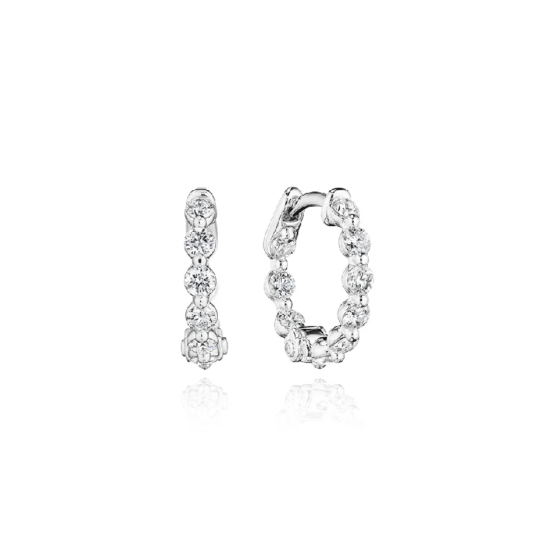 Drop Earrings for Work Attire -Verragio 18k Diamond Hoop Earrings, 16mm