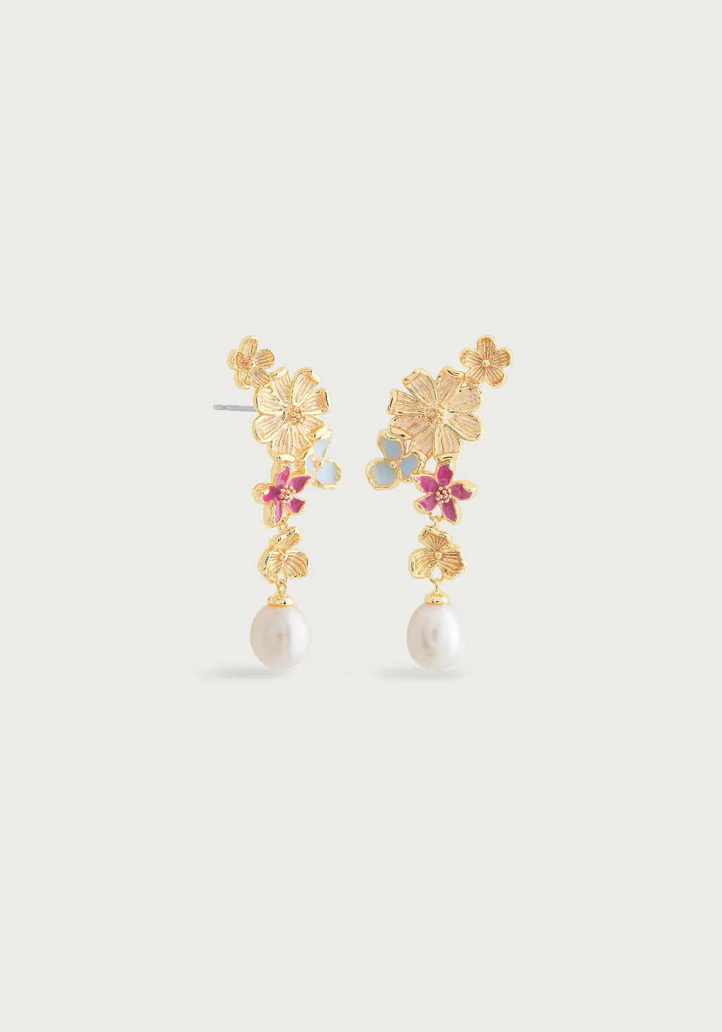 Long Drop Earrings for Dramatic -Wildflowers Pearl Drop Earrings