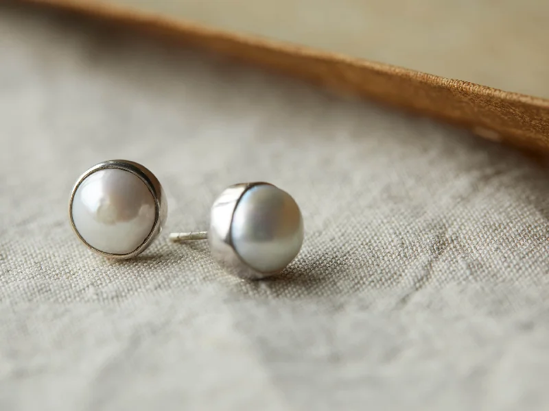 Drop Earrings for Formal Attire -Willa Pearl Silver Stud Earrings