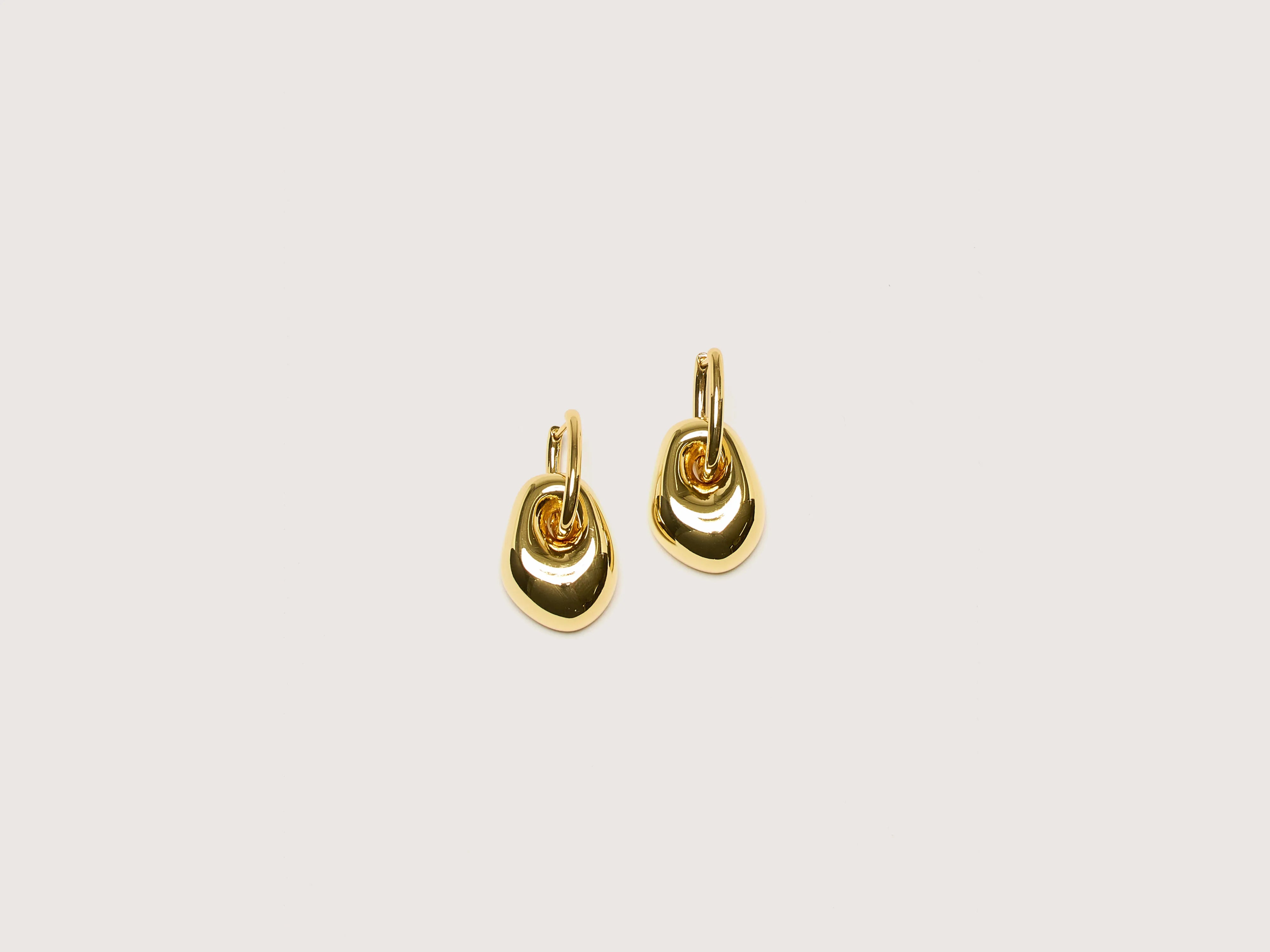 Drop Earrings with Hammered Finish -Golden Pebble Earrings  (242 / W / GOLD)