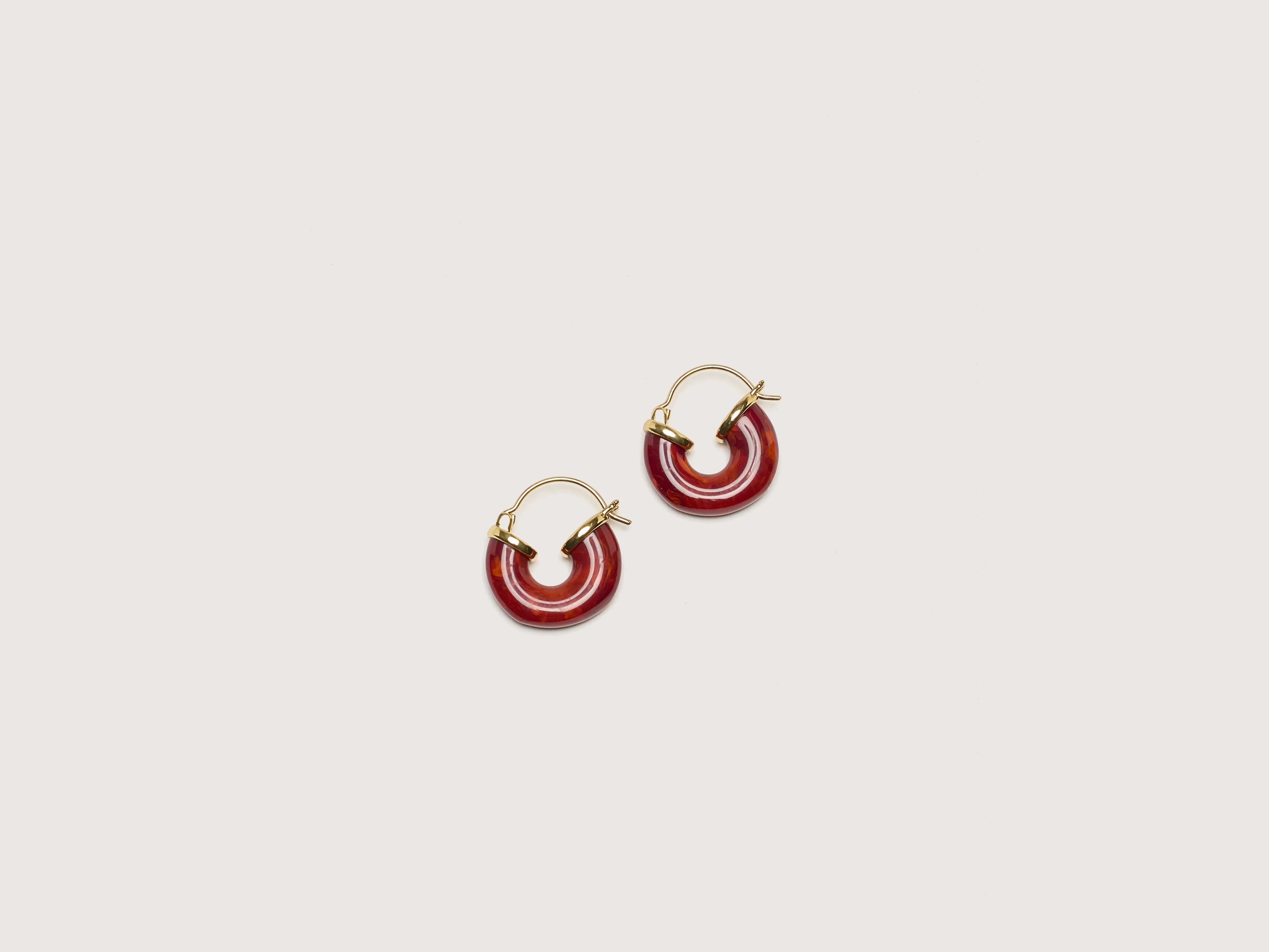 Drop Earrings with Enamel Coating -Petit Swell Hoop Earrings  (242 / W / RED)