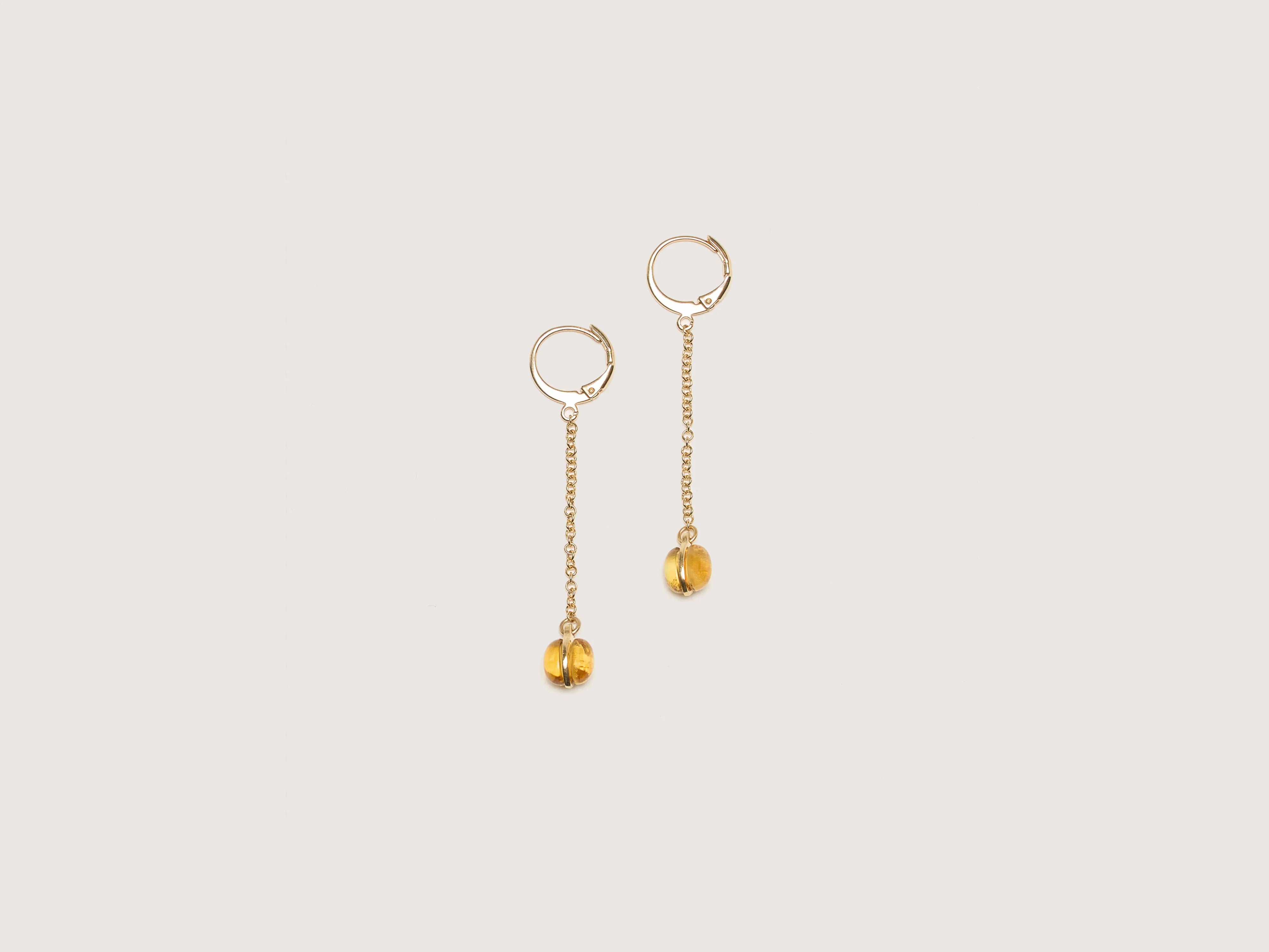 Drop Earrings for Formal Attire -Citrine Drop Earrings (242 / W / GOLD)