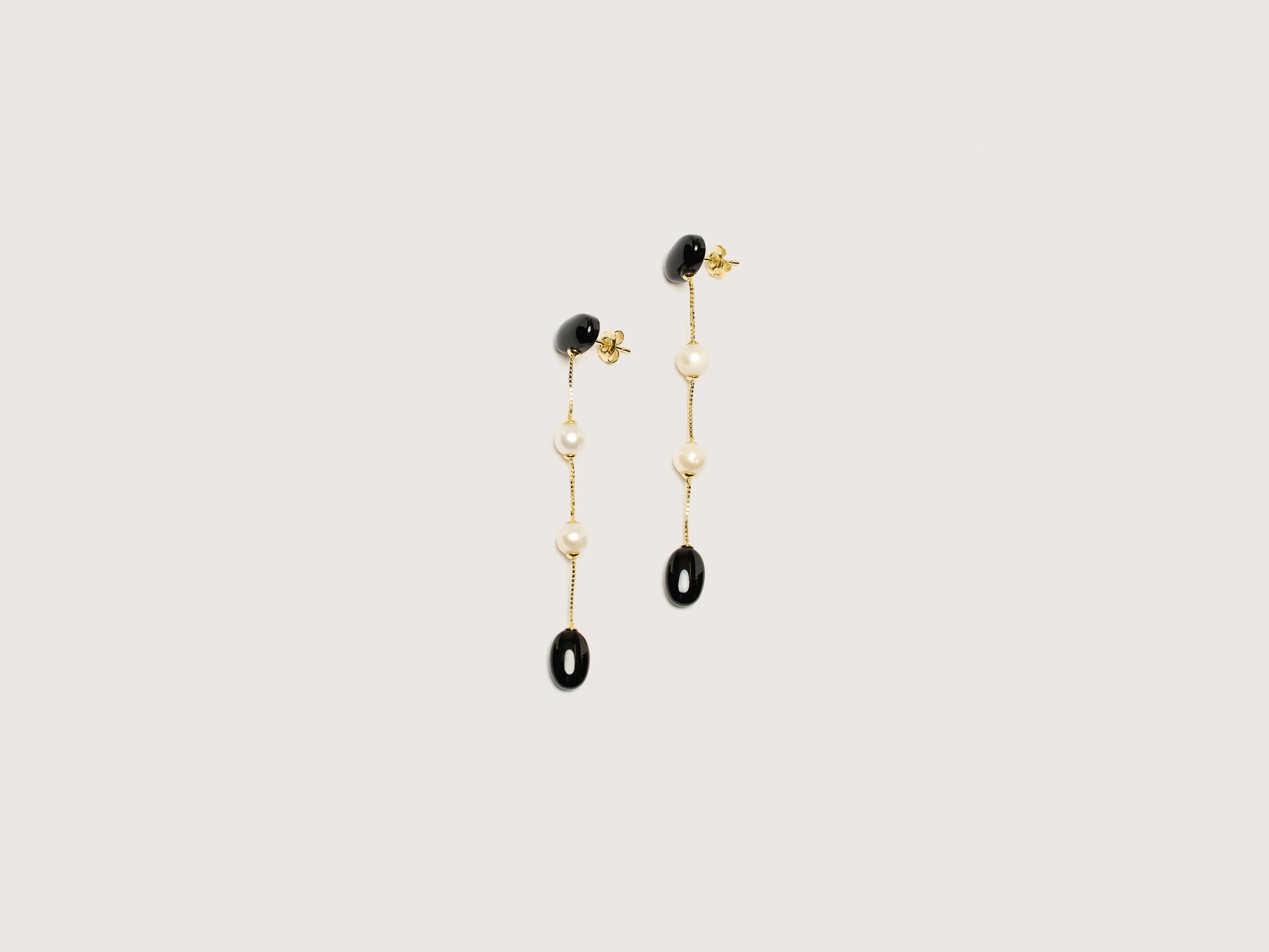 Drop Earrings for Casual Outfit -Dualism Long Earrings (242 / W / GOLD)