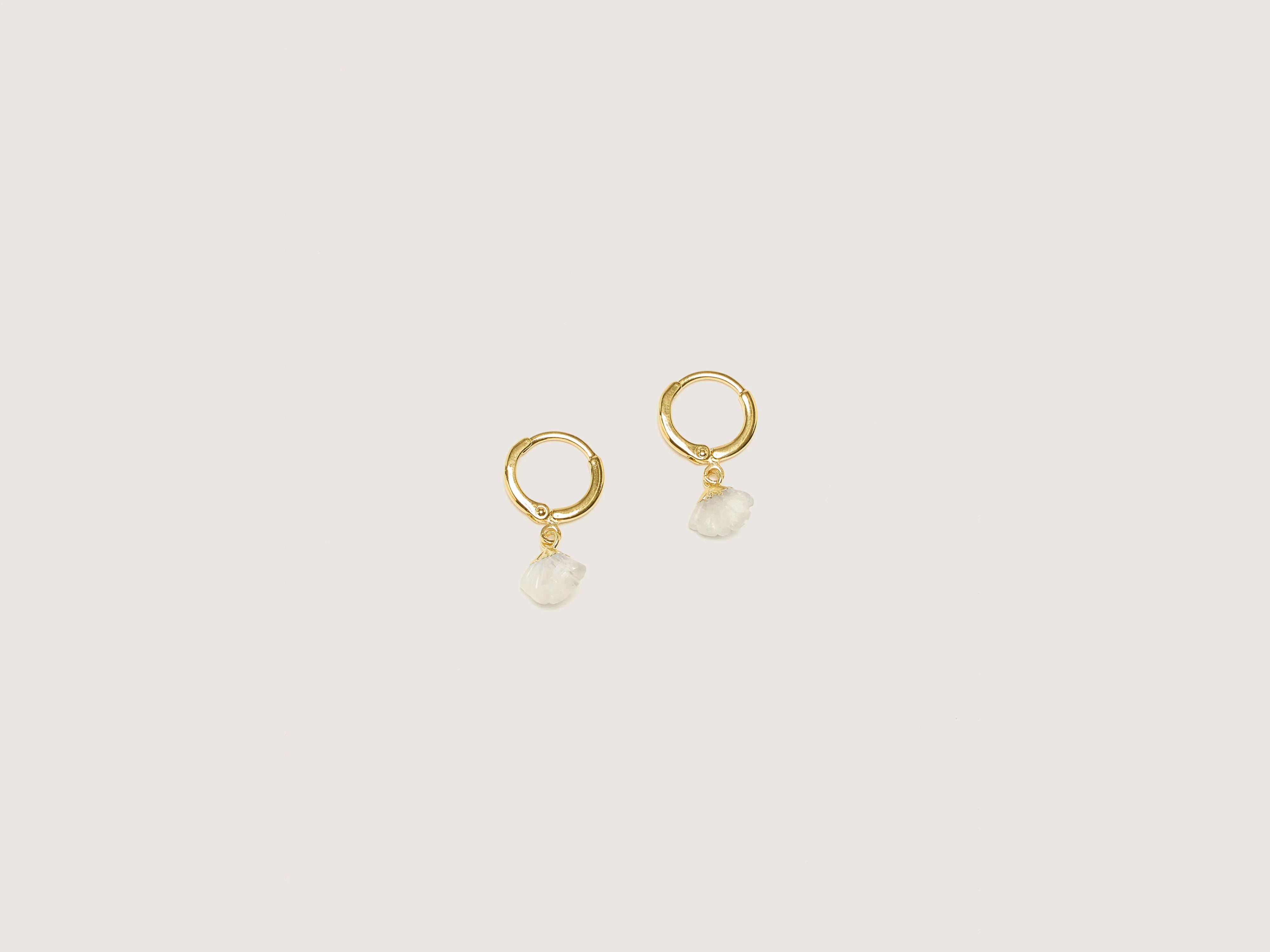 Drop Earrings with Textured Surface -Daya Hoop Earrings (242 / W / GOLD)