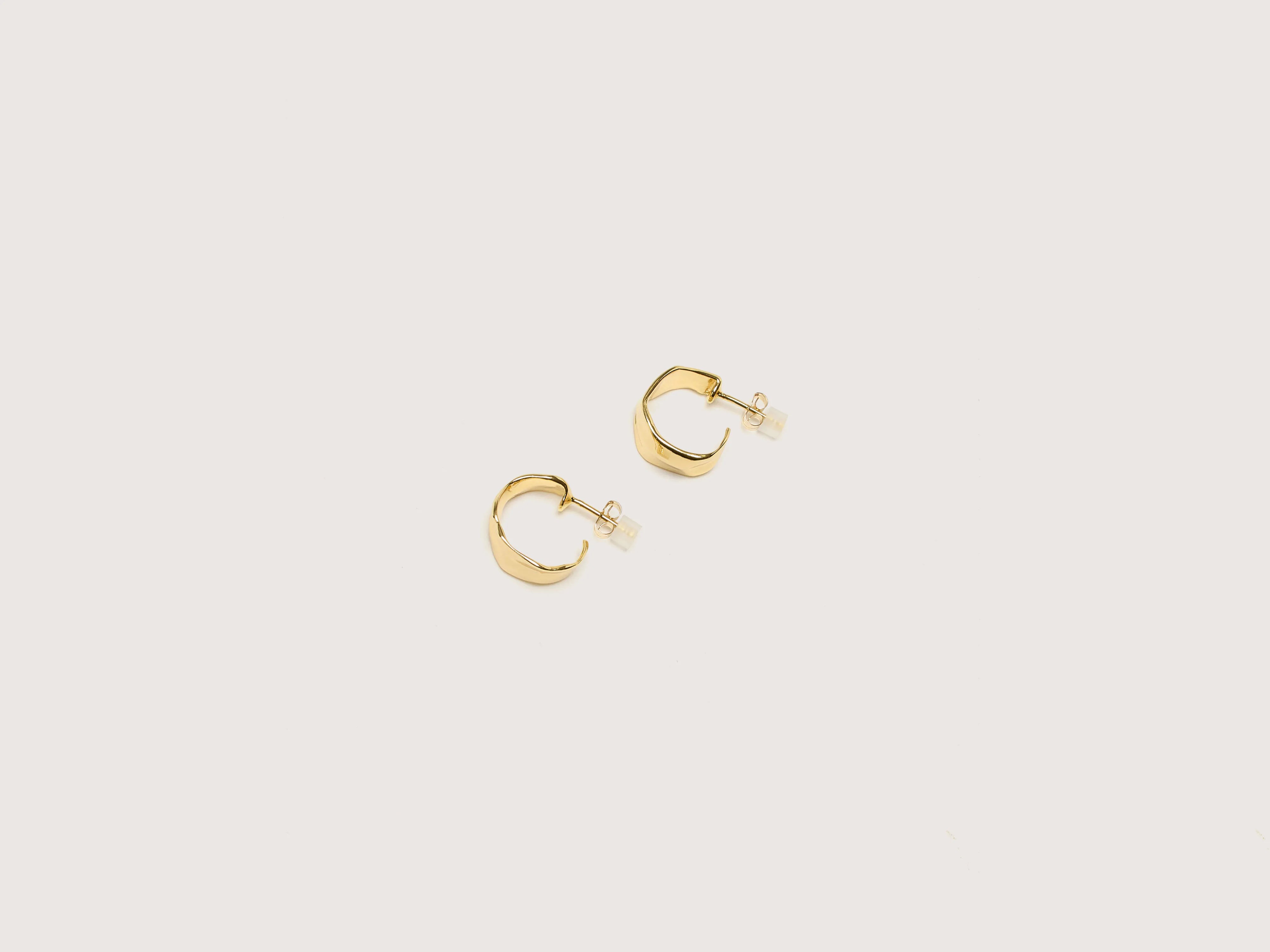 Drop Earrings with Debossed Designs -Small Ciara Hoop Earrings (242 / W / GOLD)